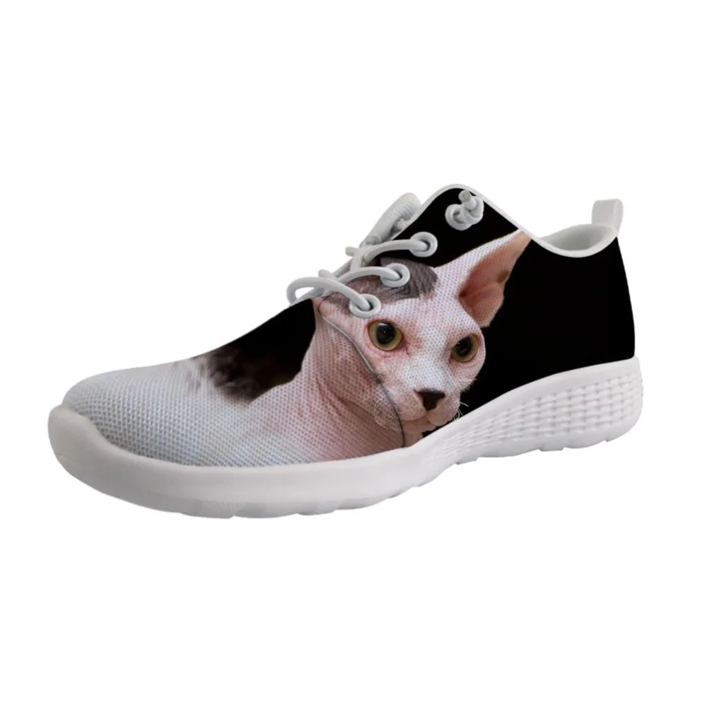 

2019 Female Outdoor Wading Shoes holes on bottom Lace up Sneaker For Lady Girl Light Shoe Canadian Hairless Sphinx CAT Print