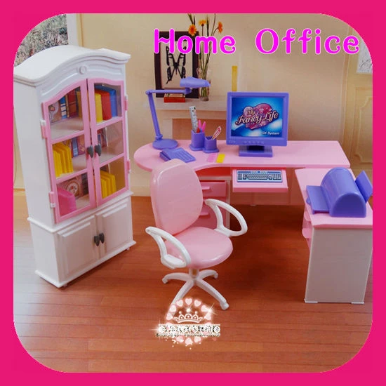 Diy Dollhouse Home Office Bookcase Computer Desk Chair Sets Toy Diy Dollhouse Home Office Bookcase Computer Desk Chair Sets Toy Accessories Furniture For Dolls