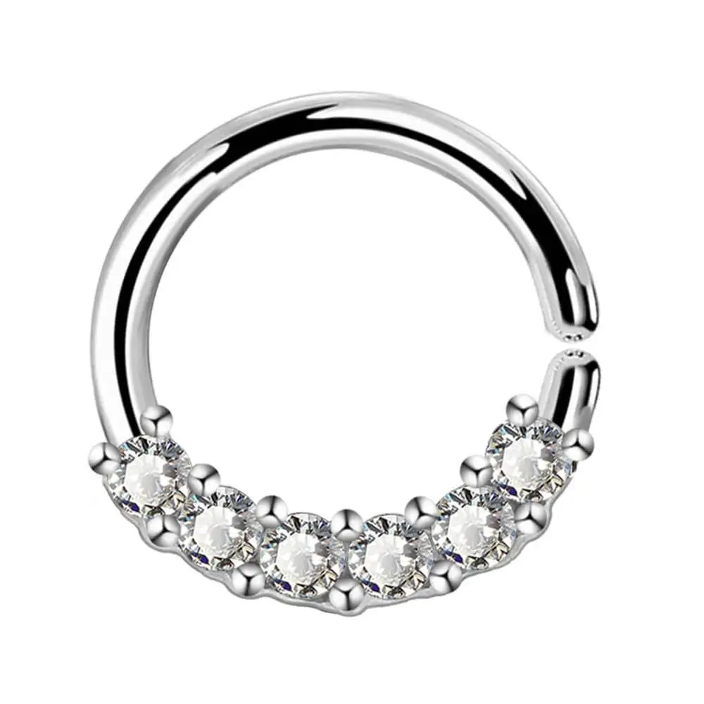 Тело Панк 16 г серьги для ушного хряща кольцо для носа пирсинг спираль Daith Tragus серьги кольцо с фианитом Rook женщины - Окраска металла: 1 pc Silver