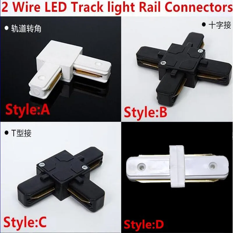 6 шт/лот 1 м рельс для светодиодного трека, 2 провода рельсы, черный/белый корпус, разъемы для рельсов, L I T разъемы