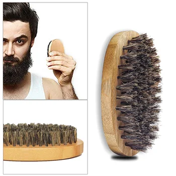 

1 Pcs Men Beard Brush Natural Boar Bristle Shaving Comb Face Massage Handmade Yellow Mustache Brush Beauty Care
