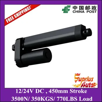 

Free Shipping 3500N/350KGS/770LBS heavy load Max 8mm/s speed 12V DC 450mm=18inch stroke black linear actuator