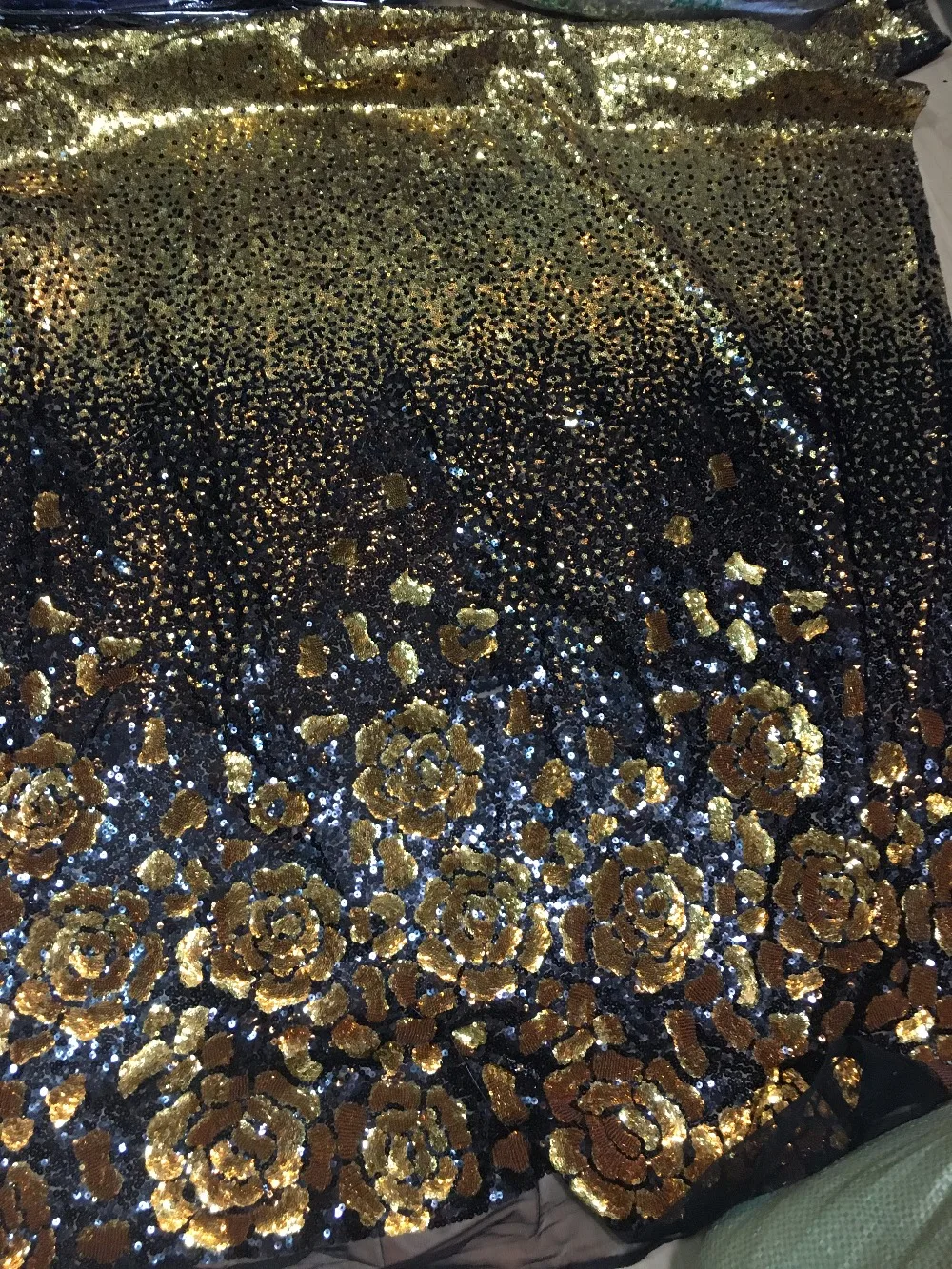 Золотое и Черное кружево с блестками французский дизайн Блестки Ткань наивысшего качества Блестки Ткань для платья золотые розы цветы JRB-35210