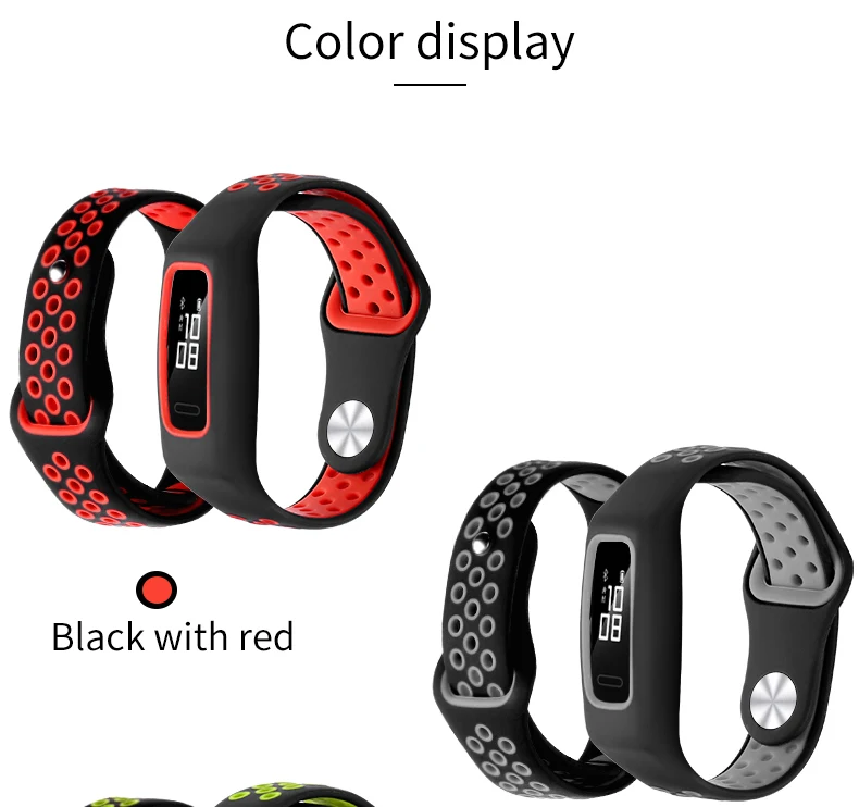 Two-color soft silicone watch band For Honor Band 4 Running /Huawei band 3E silicone Replacement strap