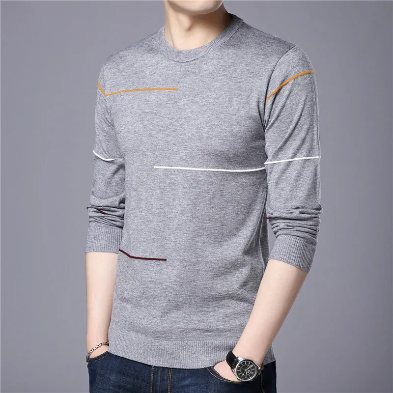 Covrlge осенний мужской свитер модный слимфит пуловер мужской полосатый пуловер мужская брендовая одежда рубашка с высоким воротом MZL010