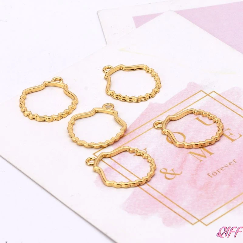 

5Pcs Shell Metal Frame Pendant Open Bezel Blank Setting UV Resin Jewelry DIY