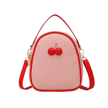 

Cute Cherry Small Round Shoulder Bags for Women 2019 Embossed Leather Crossbody bag Female Mini Messenger Rucksack