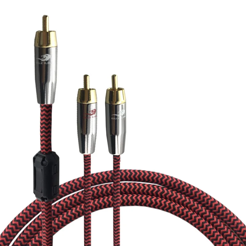 RCA to 2 RCA Male Jack Shielding Audio Cable For font b Amplifier b font Speaker