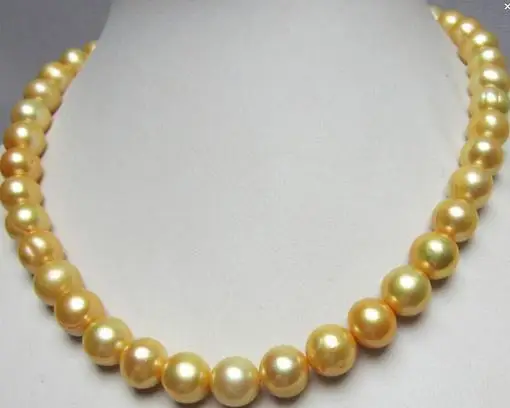 

Elegant AAA 9-10mm south seas gold pearl necklace 19 inch free shipping