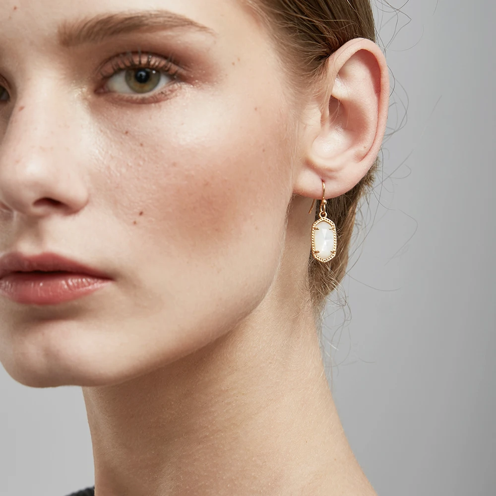 Enfashion Classic Natural Stone Crystal Dangle Earrings Gold color Earings Drop Earrings For