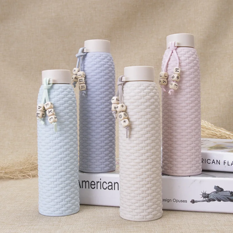 

2018 New Glass Water Bottle with Plastic Insulation Cover Portable Leakproof Office Drink Bottle Student School Kettles 310ml