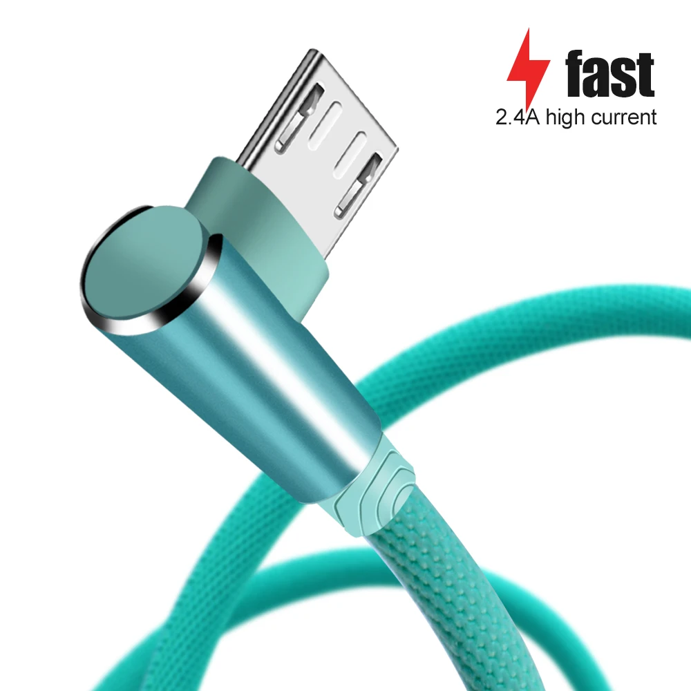 أولاف 90 درجة كابل يو اس بي ل فون Xs 2.4A سريع تهمة بيانات الحبل المصغّر usb نوع C كابل لسامسونج S9 S8 الهاتف المحمول الكابلات
