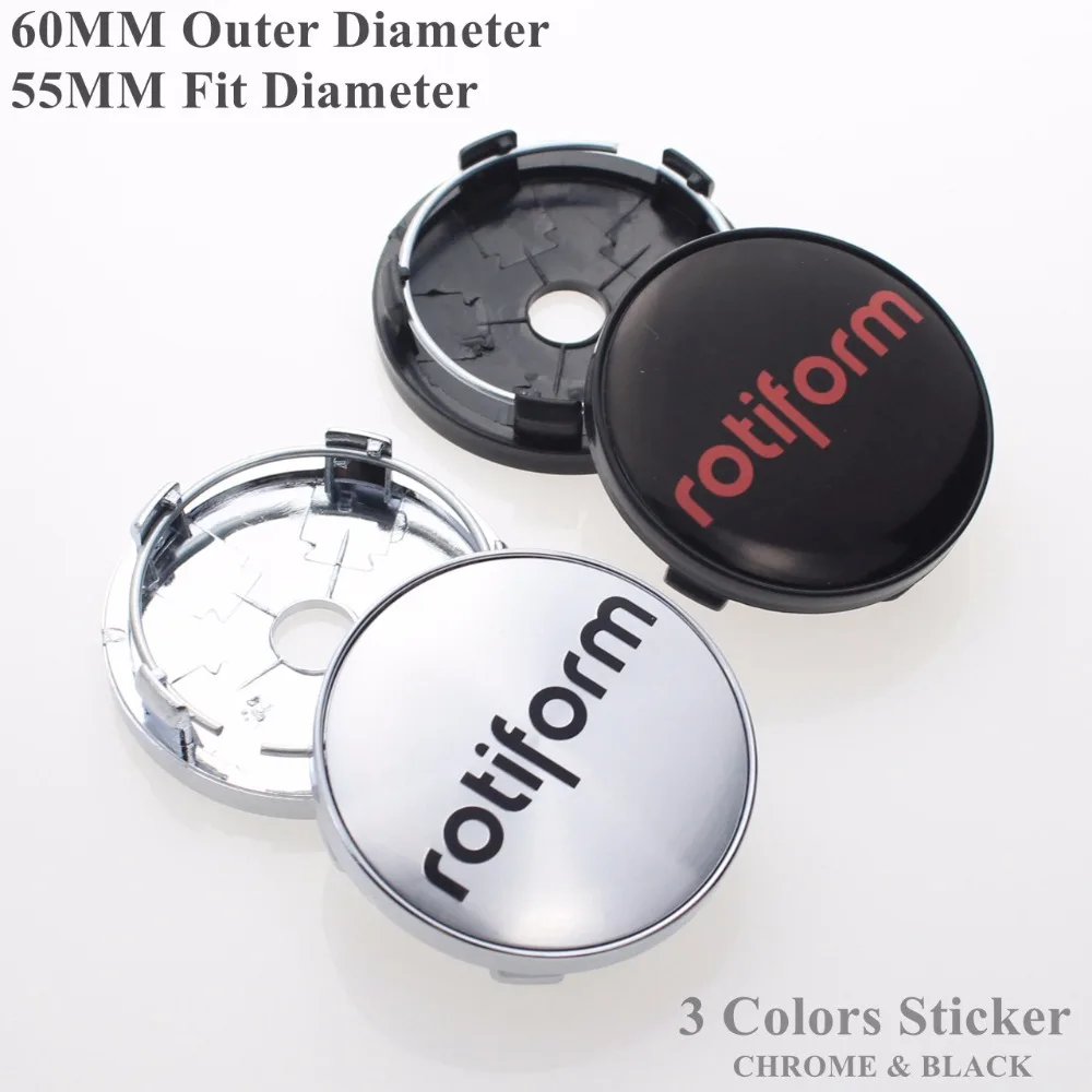 

60MM Wheel Center Cap For Rims Cover Caps Silver/Black Rotiform Emblem Sticker Centro De Las Tapas Llantas 4pcs/lot KOM POWER