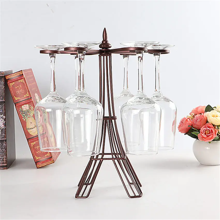 

Creative Metal Paris Tower Wine Glass Holder wine rack metal hanging cup Wine cup holder Home Furnishing ornaments Red wine