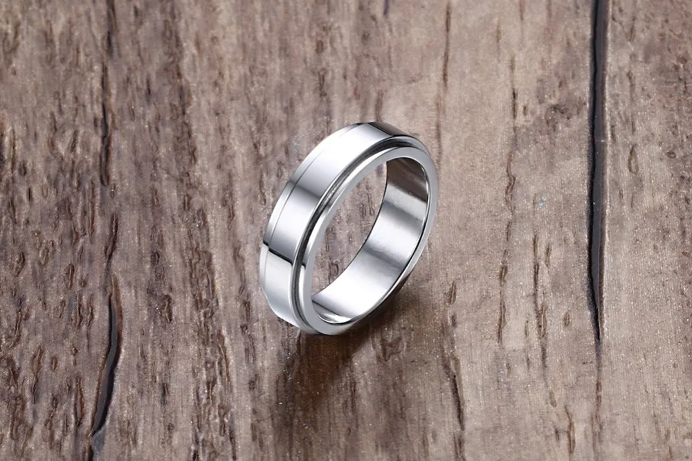 Vnox 6 мм spinner кольцо Для мужчин Jewelry Нержавеющая сталь двойная петля Дизайн байкер