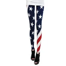 Women American US Star Country Flag Legging Blue Red White Plus Size Pants New 2017