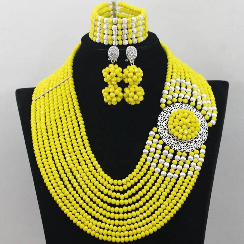 

African beads necklace sets jewelry set for wedding nigerian bridal fashion necklace sets for party new designs