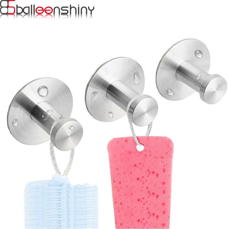 

BalleenShiny Stainless Steel Storage Hook Kitchen Non-slip Wall Mounted Type Paste Single Hook Free - Nail Bathroom Organizer