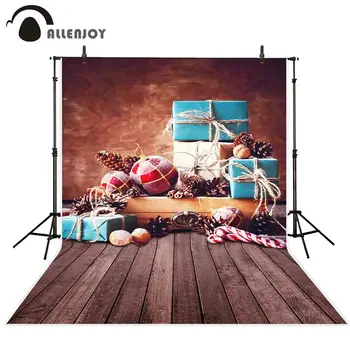 

Allenjoy photography backdrop Christmas gift lollipop wood floor photo studio photobooth photocall fantasy background
