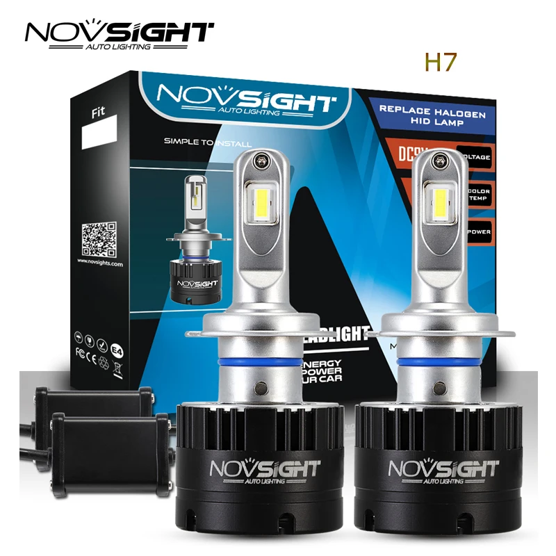 NOVSIGHT 2 шт. автомобильный головной светильник H7 светодиодный 80 Вт 14400LM пара