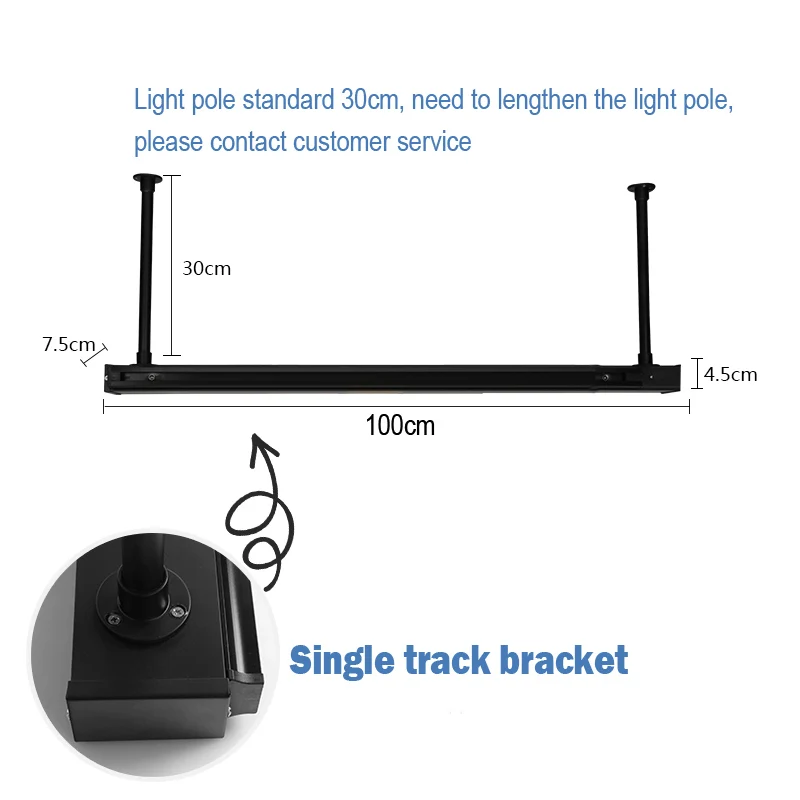 Светодиодный точечный светильник s смонтированный модный промышленный ветровой фон "люстра" настенный длинный полюсный рельсовый офисный индивидуальный длинный Трековый светильник - Испускаемый цвет: 100cm  Single