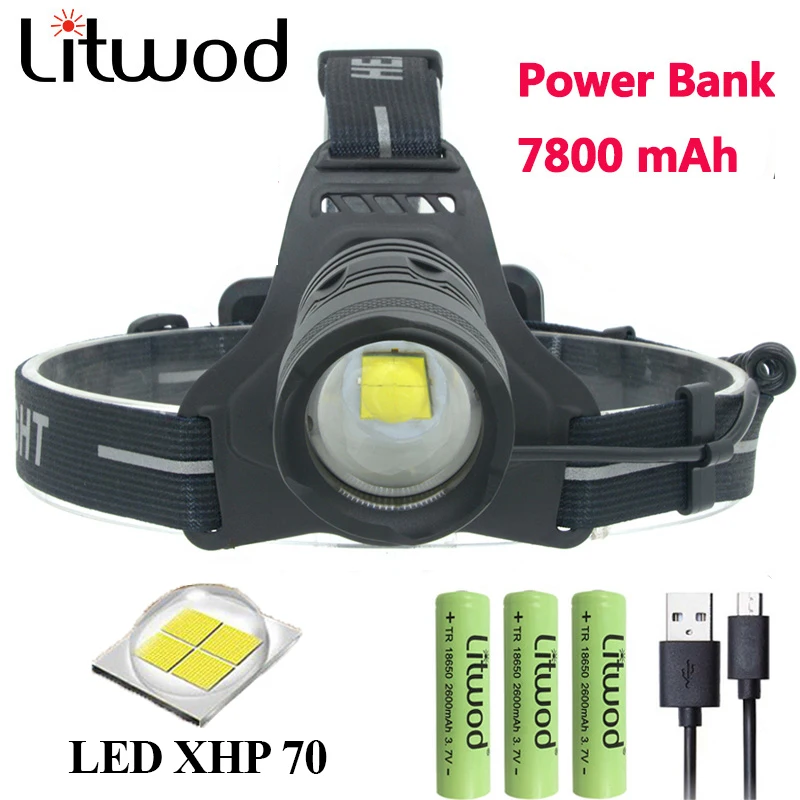 Litwod Z90 2808 32 Вт чип XHP70 высокомощный светодиодный налобный фонарь 42920lum мощный налобный светильник, налобный фонарь, фонарик, фонарь, налобный светильник