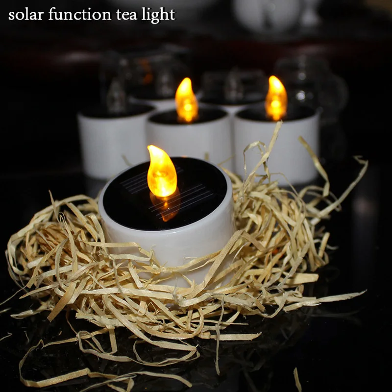 

6 Pcs Solar Power LED Candle Light Flameless Flicker Lamp for Hotel Bar Home Church TN88