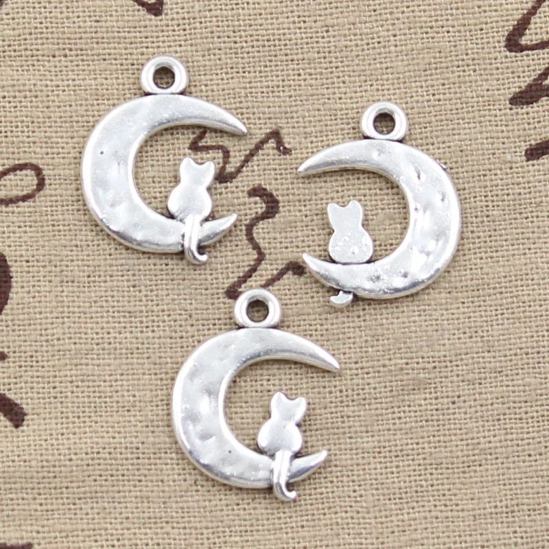 Подвески луна в виде кота 24x18 мм 15 шт.|charm moon|moon charmcharms jewelry making |