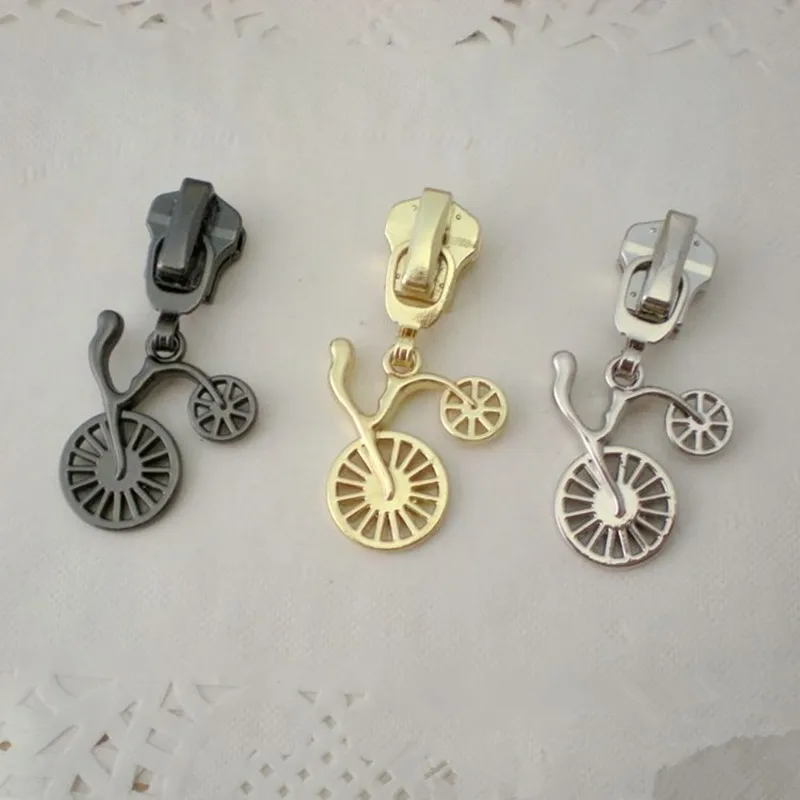 

DONYAMY 5PCS 5# DIY Bicycle Shape Metal Zipper Pull Head
