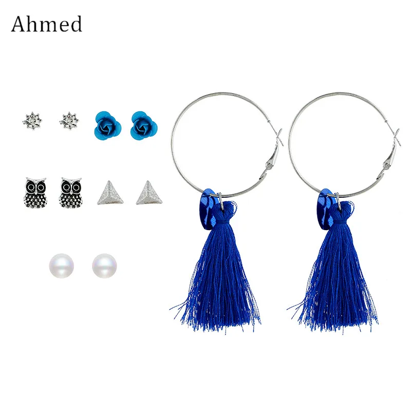 Ahmed 6 шт./компл. модная Длинная кисточка штифт Комплект сережек для женщин