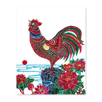

Diy digital oil painting by numbers drawing hand painted picture Wall Decor pictures Red rooster holy Chinese style