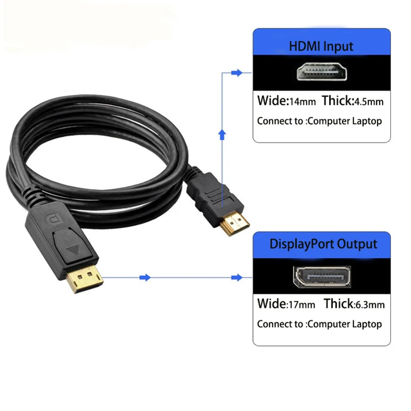SZ WXDZ 1 м/1 8 м порт дисплея DP к HDMI кабель M/M позолоченный Дисплей адаптер Шнур
