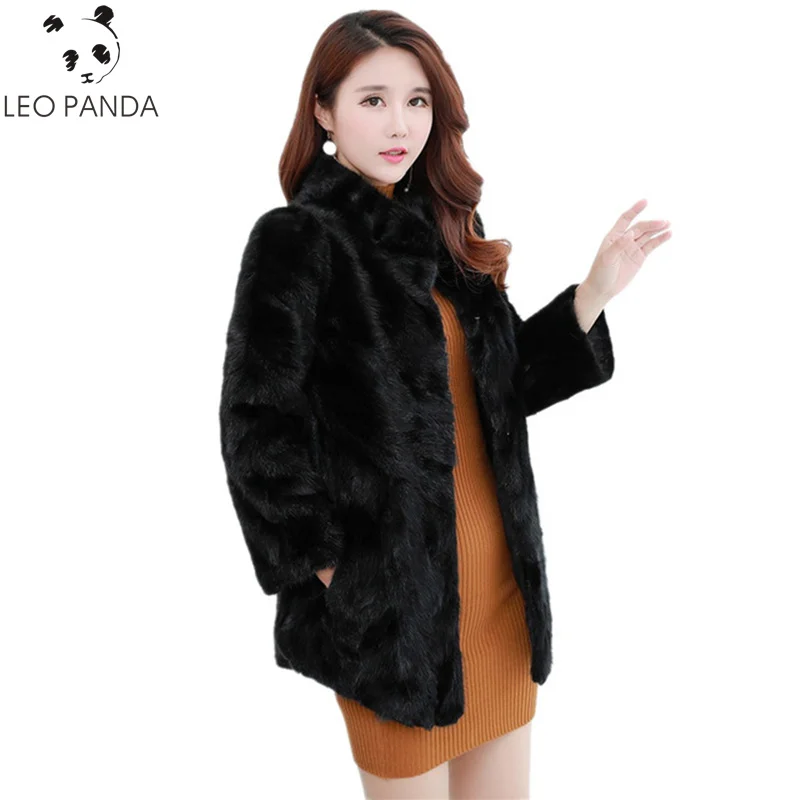 

2019 New Luxury Real Mink Fur Coats Women Winter Thick Warm Natural Fur Jacket Outerwear Genuine Fur Black Coat Female