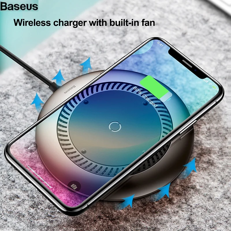 

BASEUS Desktop Qi Wireless Charger With Built-in Fan 7.5W Quick Charging For iPhone X 8 /Galaxy S9 Plus Universal Qi Devices