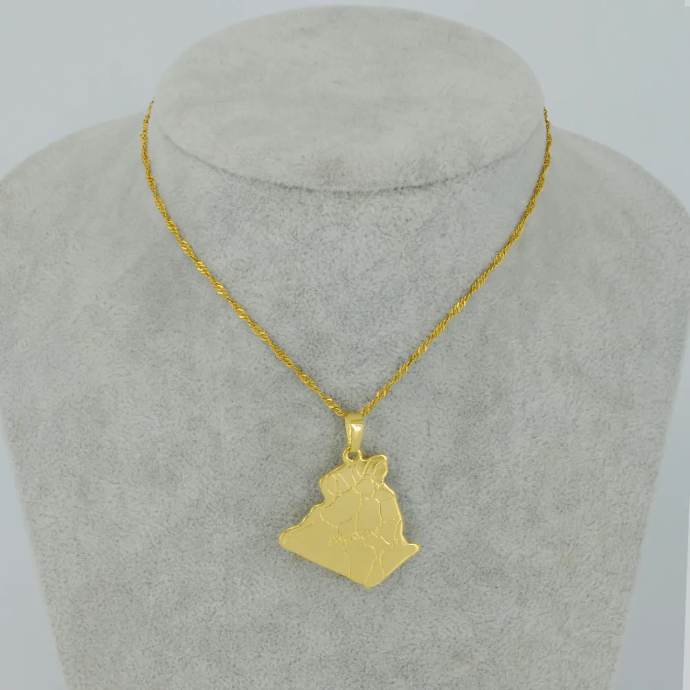 

Gold Color Map of Algeria Pendant Necklace Trendy Jewelry for Women Men Country Algeria Map Necklaces #J0707