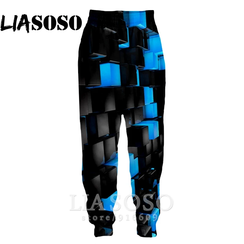 

3d Print Men Women full length jogger kids Sweatpant winter Pants anime Blue Cubes Psychedelic funny top Sports trousers E853