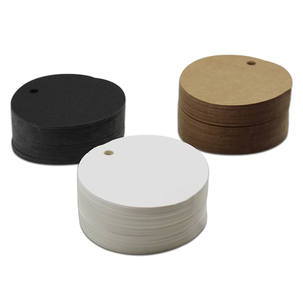 

Wholesale 100Pcs/Lot Paper Mark New Kraft Paper Tags Hang Pricing Label Party Wedding Gift Tag Card Kraft Brown Black White