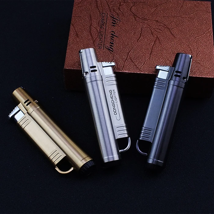 

Portable metal compound straight at welding torch windproof lighters personality, metal lighters thin