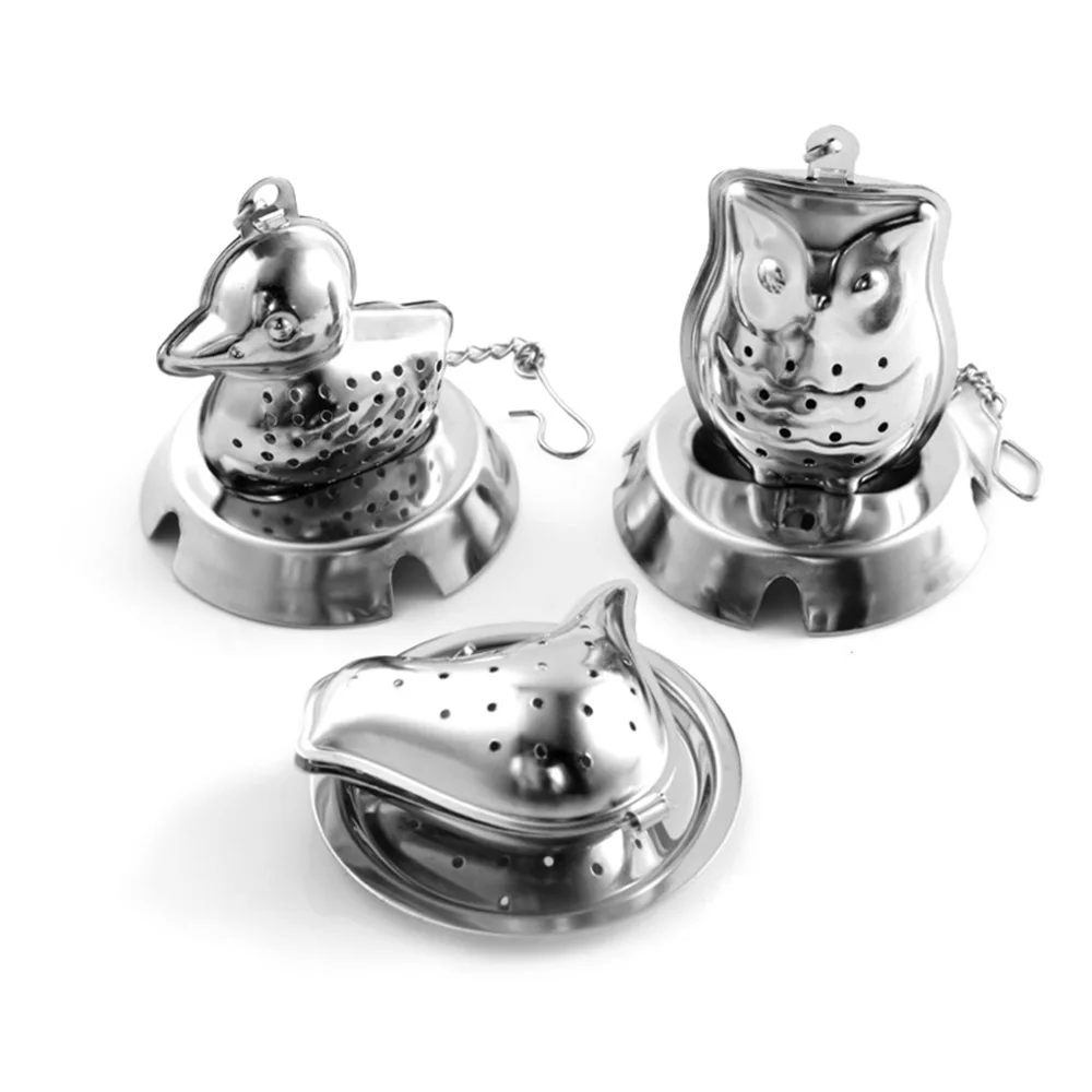 

Tea Infusers 3Pc/Set Stainless Steel Tea Leaf Filter Infusers Strainer Smart Animal Series With Small Tea Tray