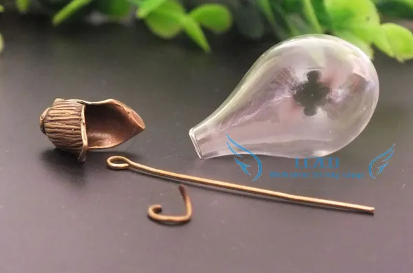 10 компл./лот 30x20mm капельки воды стекло шар подвеска медальон отверстие 5 мм