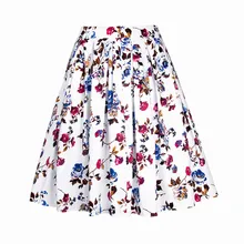 Женская юбка летняя женская винтажная трапециевидная Цветочная с высокой талией с принтом клеш в складку миди юбка-пачка