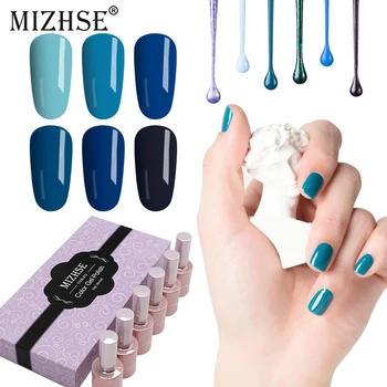 

MIZHSE Soak Off UV LED Nail Gel Polish Nude Blue Color Series Semi Permanent Nail Art Gel Lacquer Vernis Lucky Gel Nails