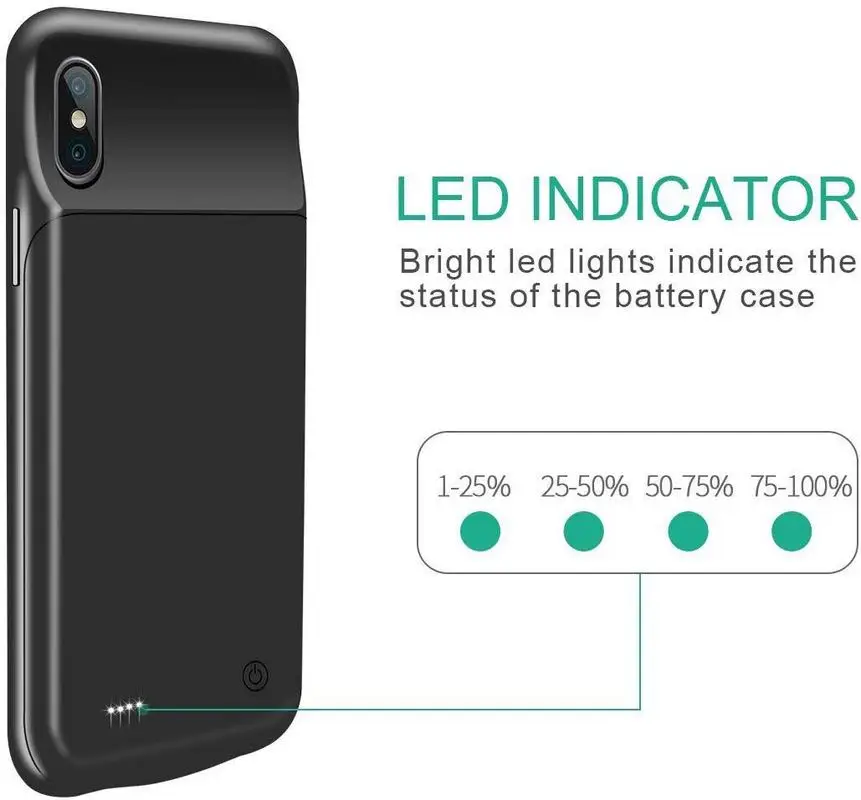 Neng 3200 мАч для Iphone X Xs аудио зарядка Черный Защитный внешний аккумулятор зарядное