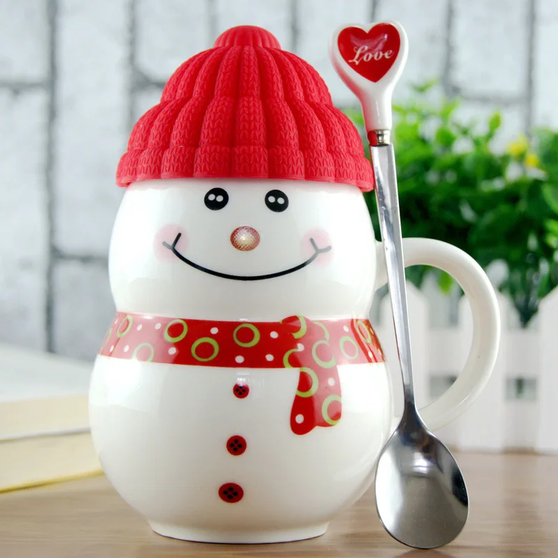 cheap 2017 Snowman Mugs Creative Christmas Gifts Coffee Milk Cups Ceramic Tea Cup for Xmas Birthday Gift Mug with Spoon