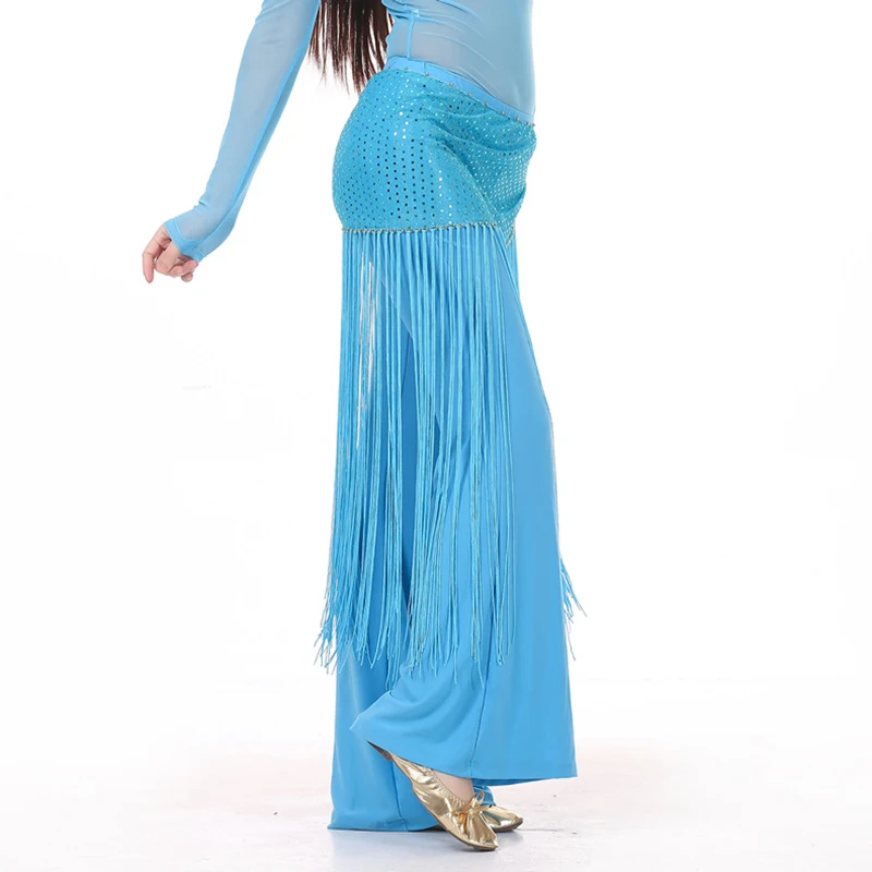 belly dance belt 10 Colors available Practice Clothes Accessories Hip Scarf Long Tassel Triangle Belt Sequins 