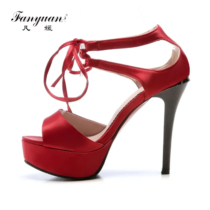 

Fanyuan Casual Pure color High Heels Summer Gladiator Heeled Women Sandals Female Platform Shoes Sexy Party Ladies Sandals