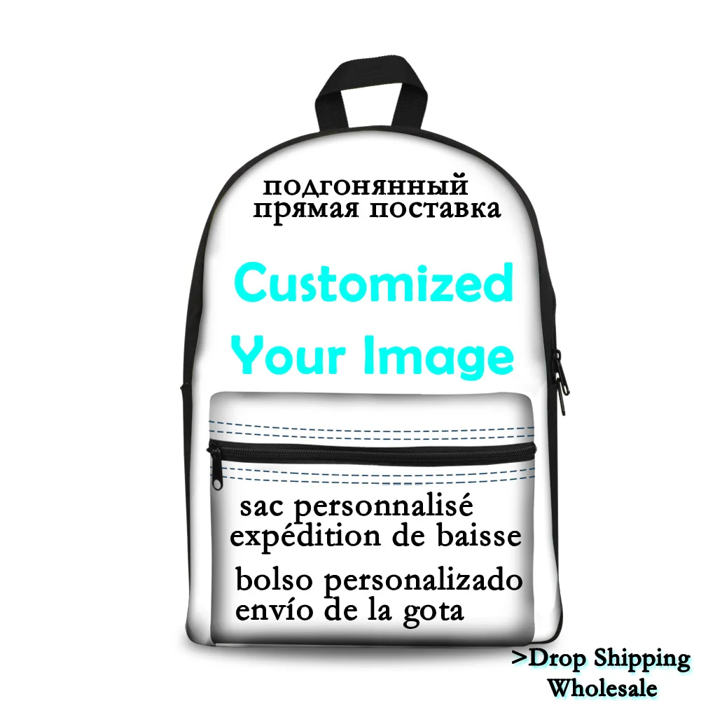 Школьная сумка на заказ шоппинг добавить текст печати дизайн унисекс мода путешествия ребенок рюкзак сумки - Цвет: J--custom-your-bags