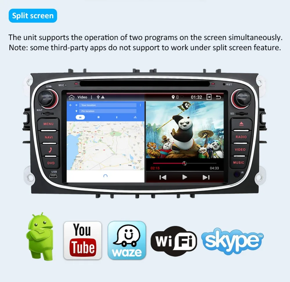 Bosion 2 din Android 9 Octa Core Car DVD Player GPS Navi USB RDS SD For Ford Mondeo Focus Galaxy Au