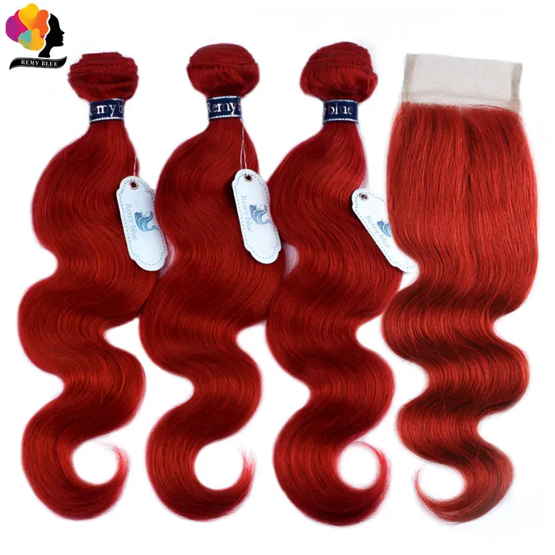 

Red Bundles With Closure Burgundy 99J Colored Body Wave Bundles With Closure Brazilian Human Hair Bundle With Closure Remy Hair