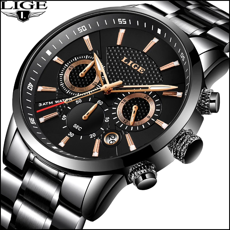 

Relogio 2019 LIGE New Mens Watches Top Brands Luxury Waterproof Chronograph Fashion Sports Date Watch Business Male WristWatches